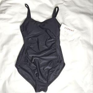 Firpearl Swimsuit Ruched One Piece Black Adjustable Straps Women's Size 8 NWT
